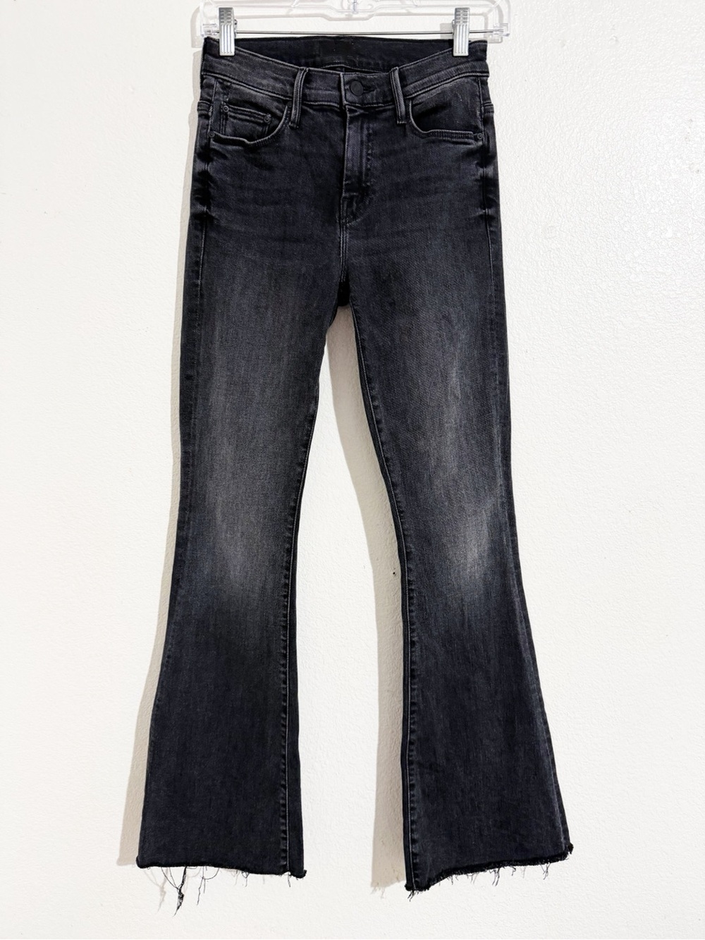 Mother The Weekender Fray Mid-Rise Flare Jeans in Night Shadow